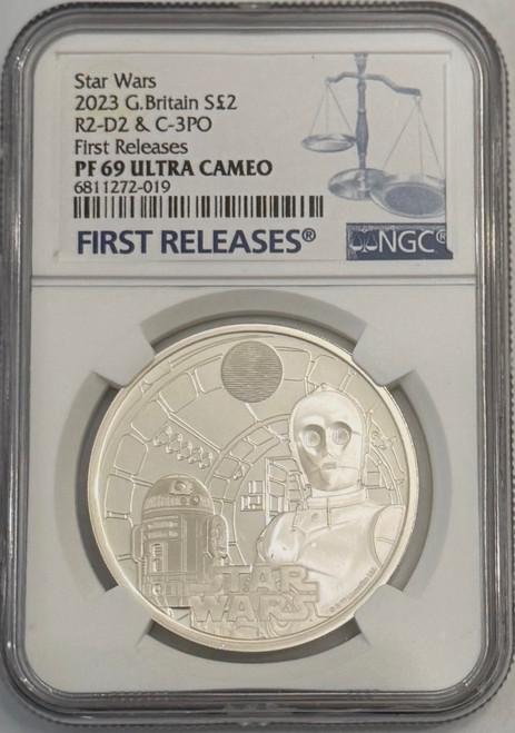 2023 Great Britain Star Wars R2-D2 and C-3PO £2 Silver Proof  1oz Coin NGC 69 FR