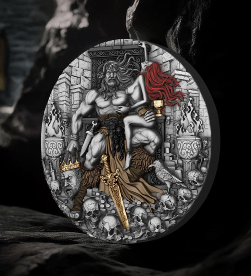 2025 Cameroon Barbarian King 2oz Pure Silver Gilded Antique Finish Coin T&s Coin