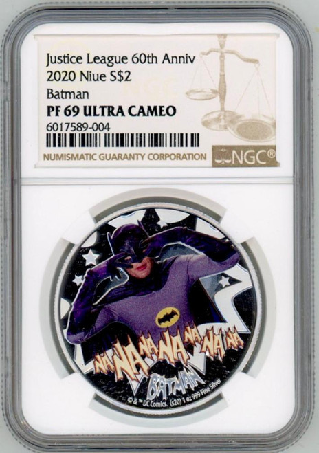 2020 Niue Batman 1 oz Silver Error Label Coin NGC 69 Batman 66