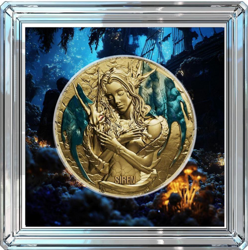 2025 Gilded SIREN Seduction of the Sea 2 Oz Silver Coin 2000F Mint Sealed COA 12