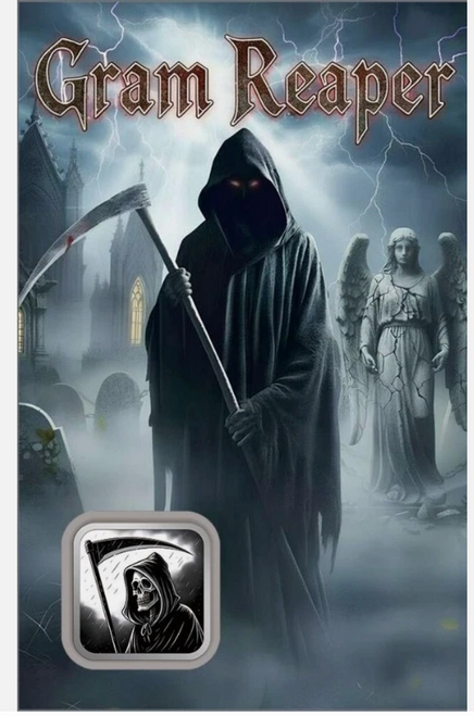 Gram Reaper 1g .999 Colorized Silver Bar in Scary Themed Card