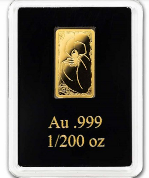 2026 Liberia 1/200 oz Gold Black Widow Spider Coin Bar