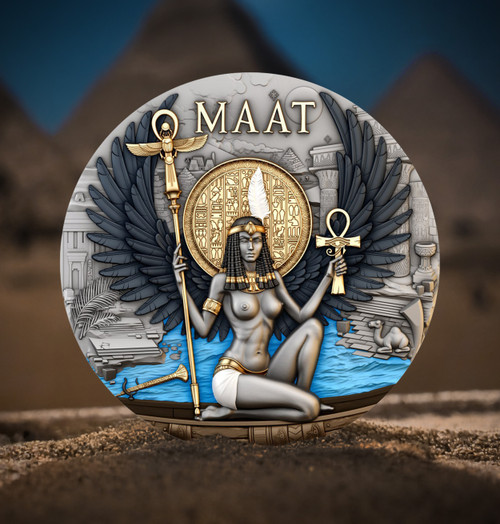 Maat 2026 Cameroon 2oz Silver Antiqued Gilded Coin
