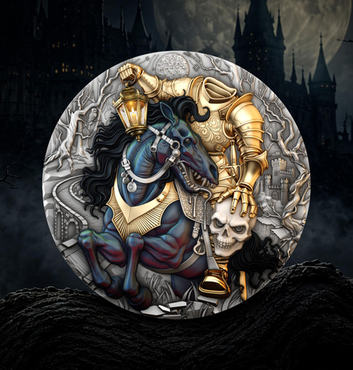  Headless Rider 2026 Niue $5 2oz Silver Antiqued Gilded Colorized Coin 