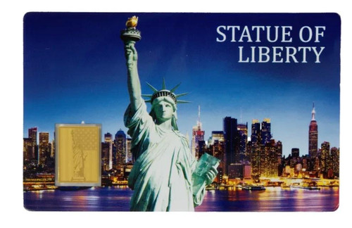  Statue of Liberty 1/1000 oz .999 Fine Gold Bar in Collector Card 