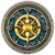 Reverse of the 2026 Niue $5 Compass Rose 2oz silver coin, a gilded compass rose on a blue resin field ringed by the eight Mediterranean wind names
