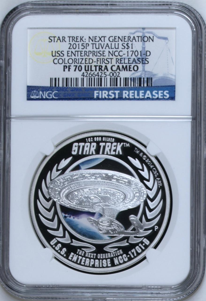 2015 TUVALU 2 COIN SET STAR TREK USS ENTERPRISE NCC 1701D CAPT