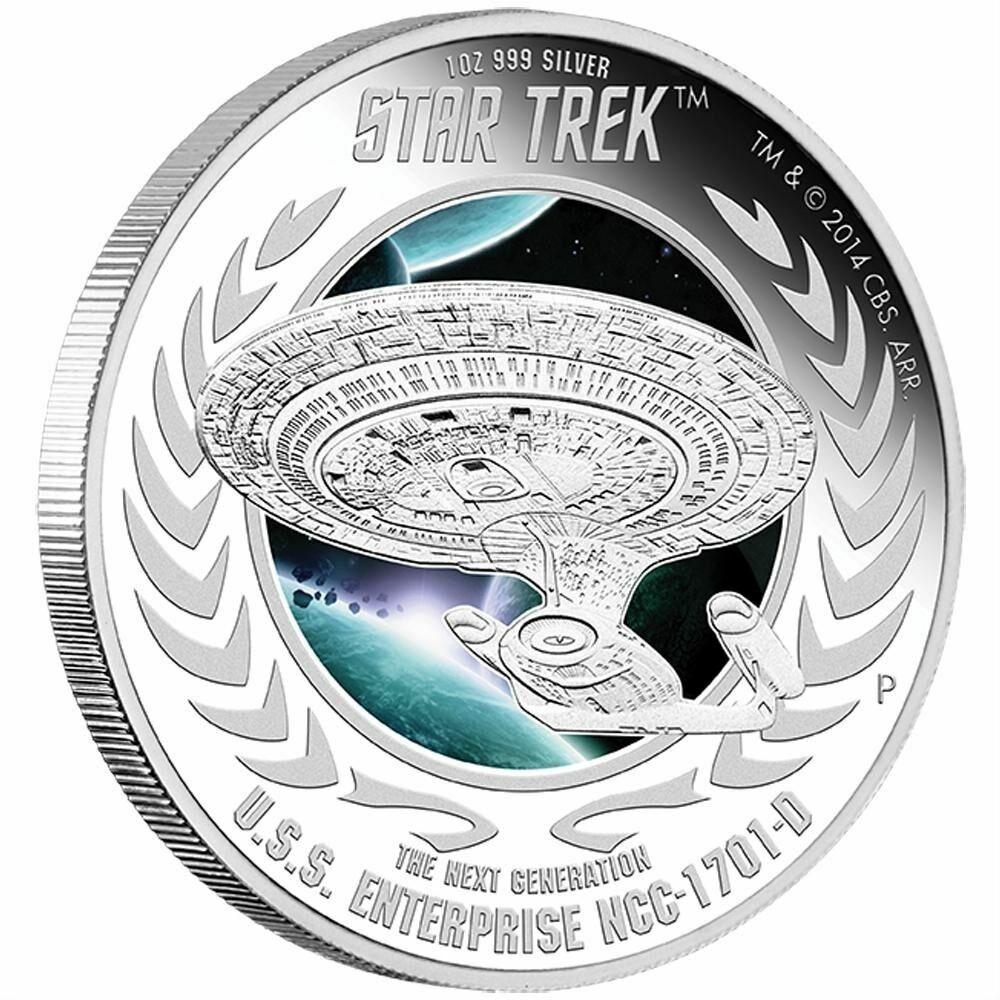 2015 TUVALU 2 COIN SET STAR TREK USS ENTERPRISE NCC 1701D CAPT