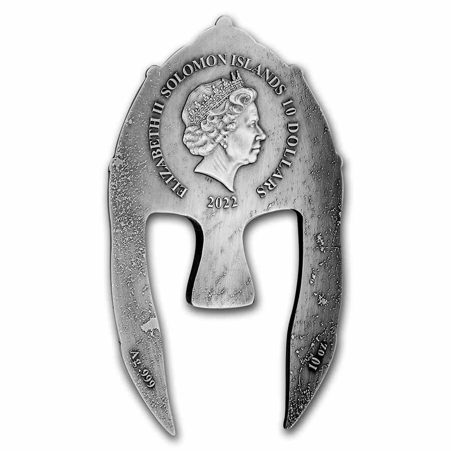 2022 Solomon Islands $10 10-oz Silver Viking Helmet-Shaped