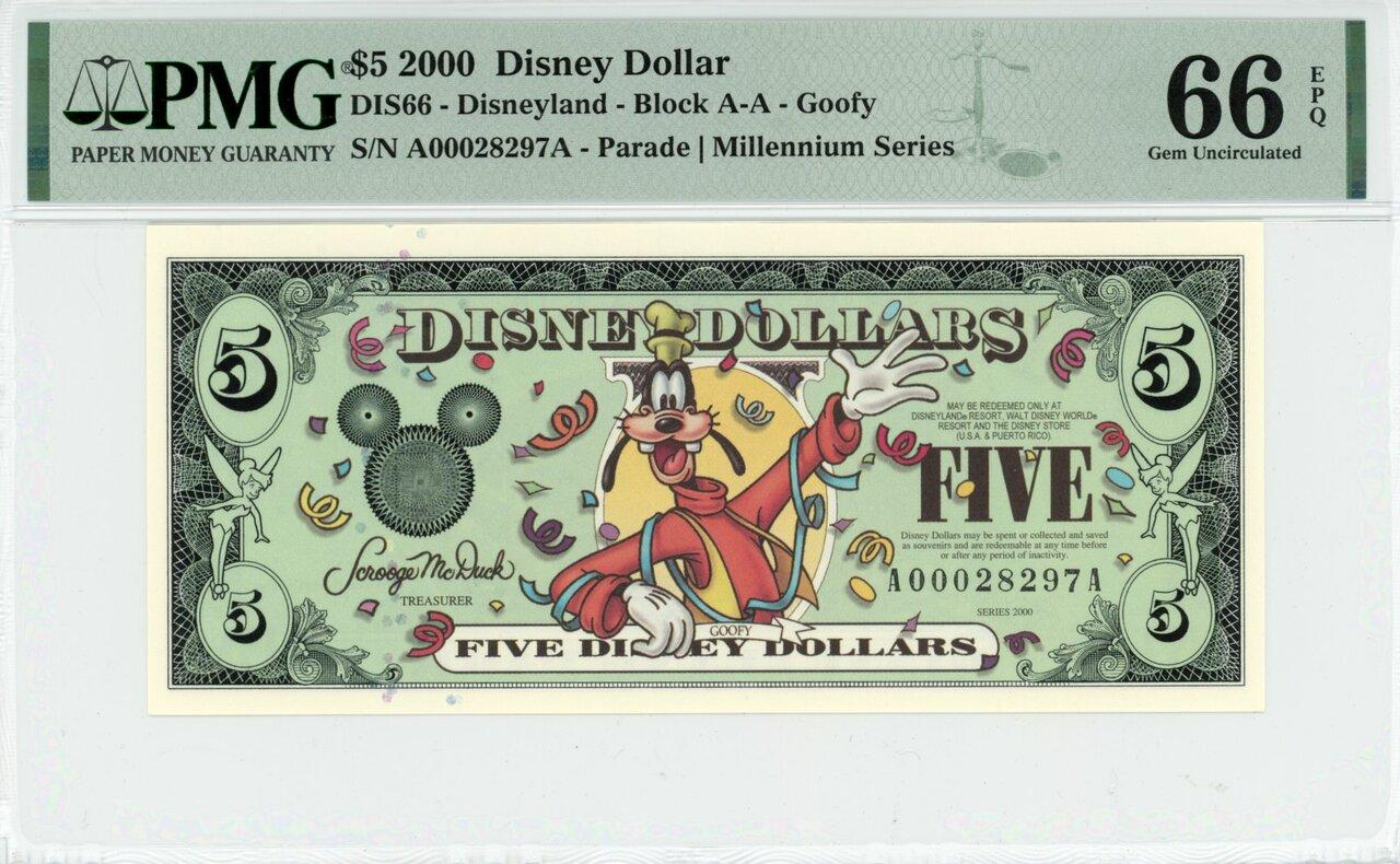 Graan salaris Gaan wandelen 2000 $5 Disney Dollar Goofy Millennium Series PMG 66 EPQ (DIS66) TOP POP -  Elite Coinage Co.