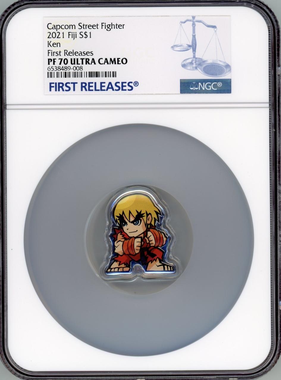 Ken Masters Street Fighter Mini Fighters 2021 Fiji 1 oz Ag $1 NGC 