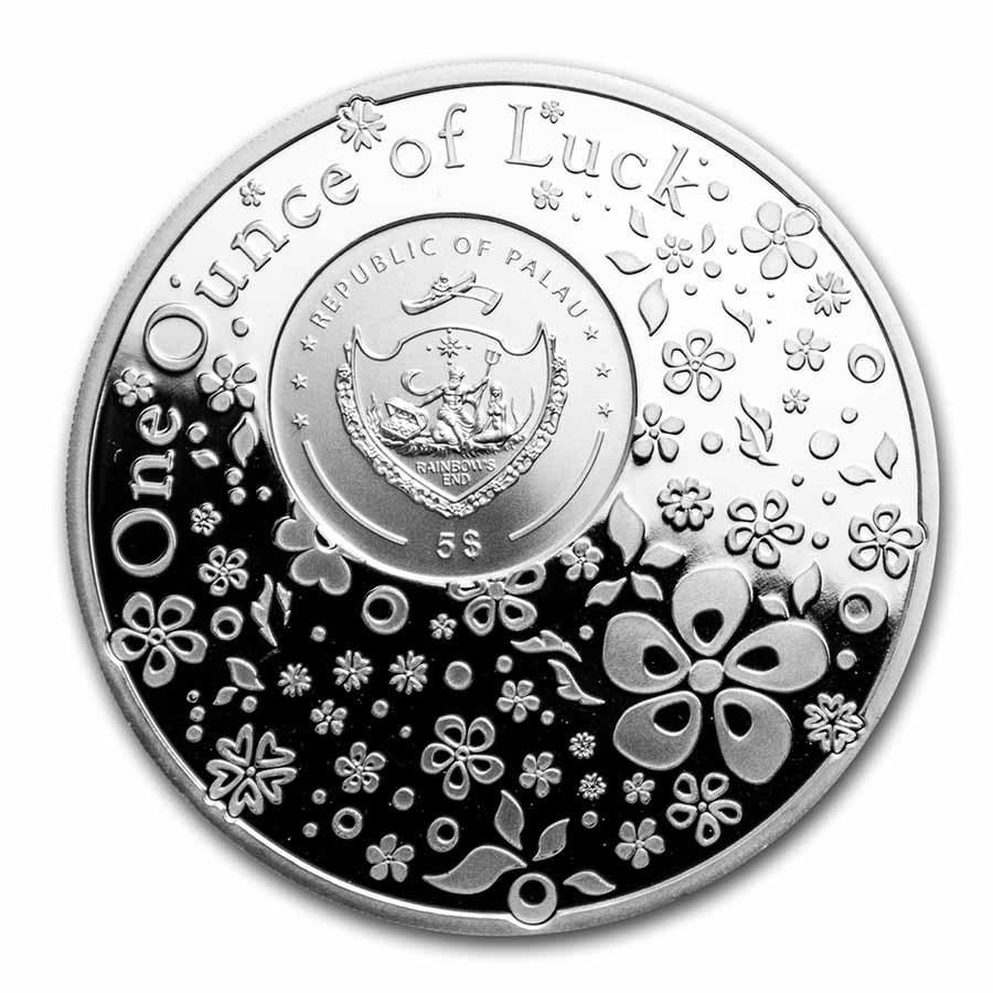 QUADRIFOGLIO PORTAFORTUNA Ounce of Luck 1 Oz Moneta Argento 5