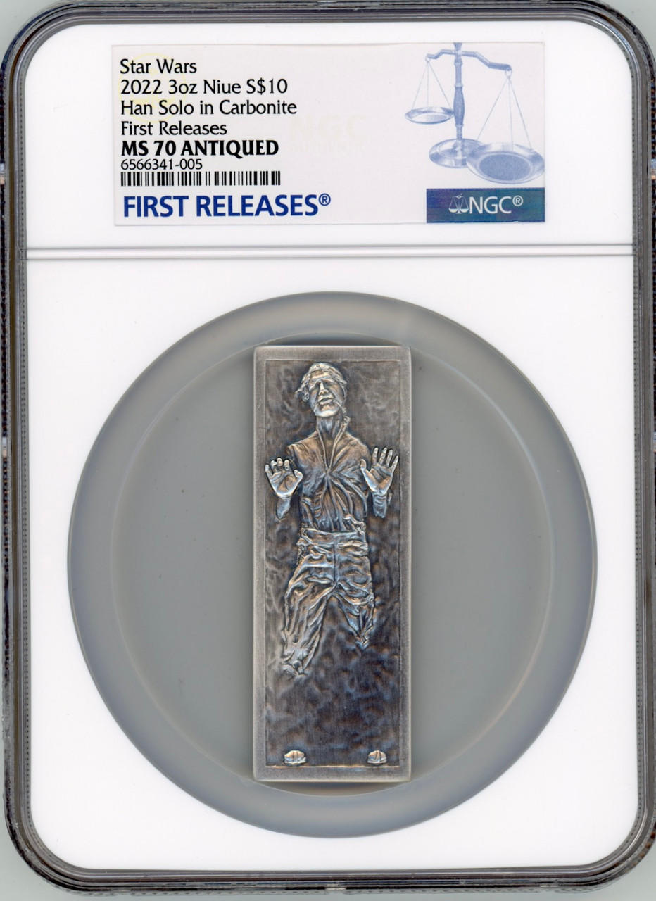 Star Wars Han Solo in Carbonite Bar NGC 70 FR 2022 Niue 3 oz 