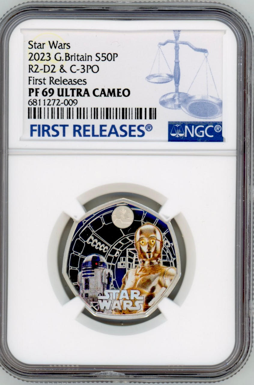 2023 Great Britain 50p 8gm Silver Star Wars R2-D2 and C3PO