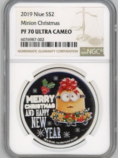 Minion Christmas 2019 Niue 1oz Silver Coin NGC PF70 UC