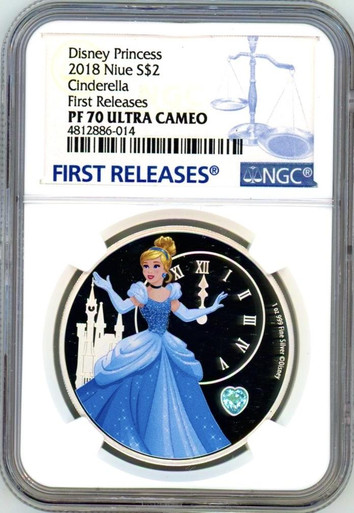 CINDERELLA DISNEY PRINCESS 2018 NIUE 1oz SILVER COIN NGC PF 70 UC