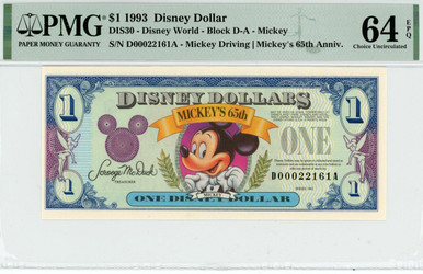 ✨超希少✨【美品】Disney Dollars 1993年版 $1, 5, 10 disney-1993-dollar1-disney-