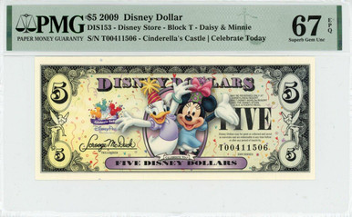2009 $5 Disney Dollar Daisy & Minnie PMG 67 EPQ (DIS153) - Elite 2009 $5 Disney Dollar Daisy & Minnie PMG 67 EPQ (DIS153) - Elite