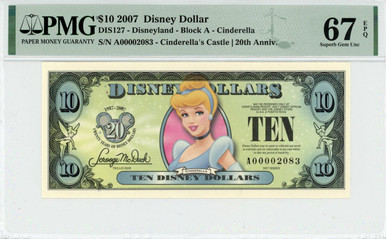 ディズニーダラー 5枚セット $1 $5 $10 Disney Dollars WDW 2007 Princess 3 Note Set D $1 Ariel $5 $10 Cindy Disney