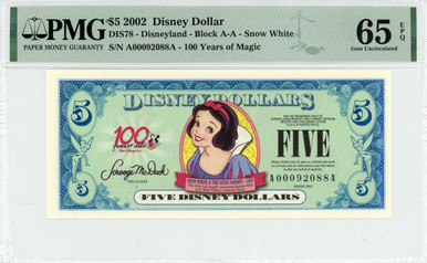Disney - ディズニーダラー　Disney dollars　レア 1994 $1 Disney Dollar Mickey PMG 65 EPQ (DIS33) - Elite