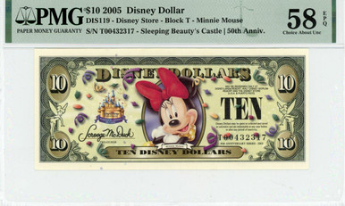Disney Dollars 10ダラー ミニーマウス　2005年 2005 $10 Disney Dollar Minnie Mouse PMG 58 EPQ (DIS119