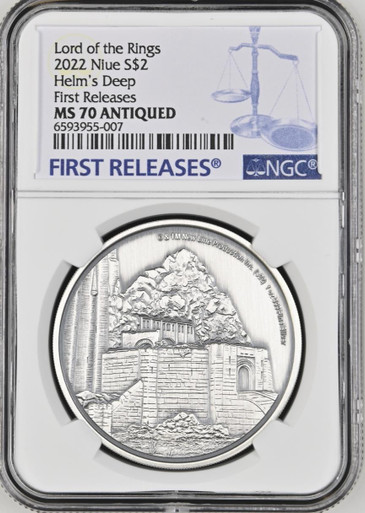 2022 LOTR Niue Lord Of The Rings Helm's Deep 1oz NGC 70 FR