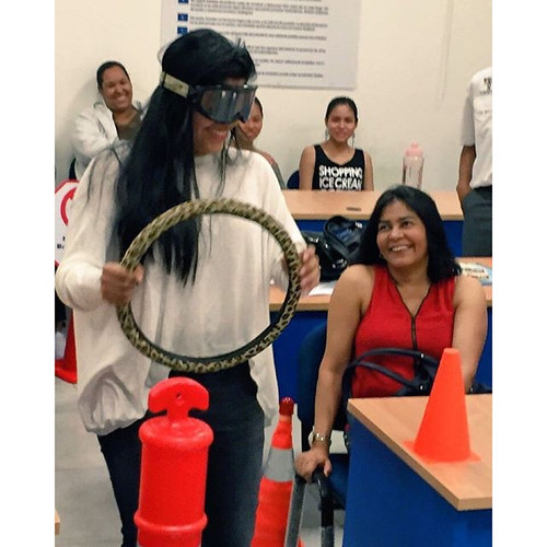 Trying to "drive" while wearing the Drunk Busters Drug Simulation Goggle