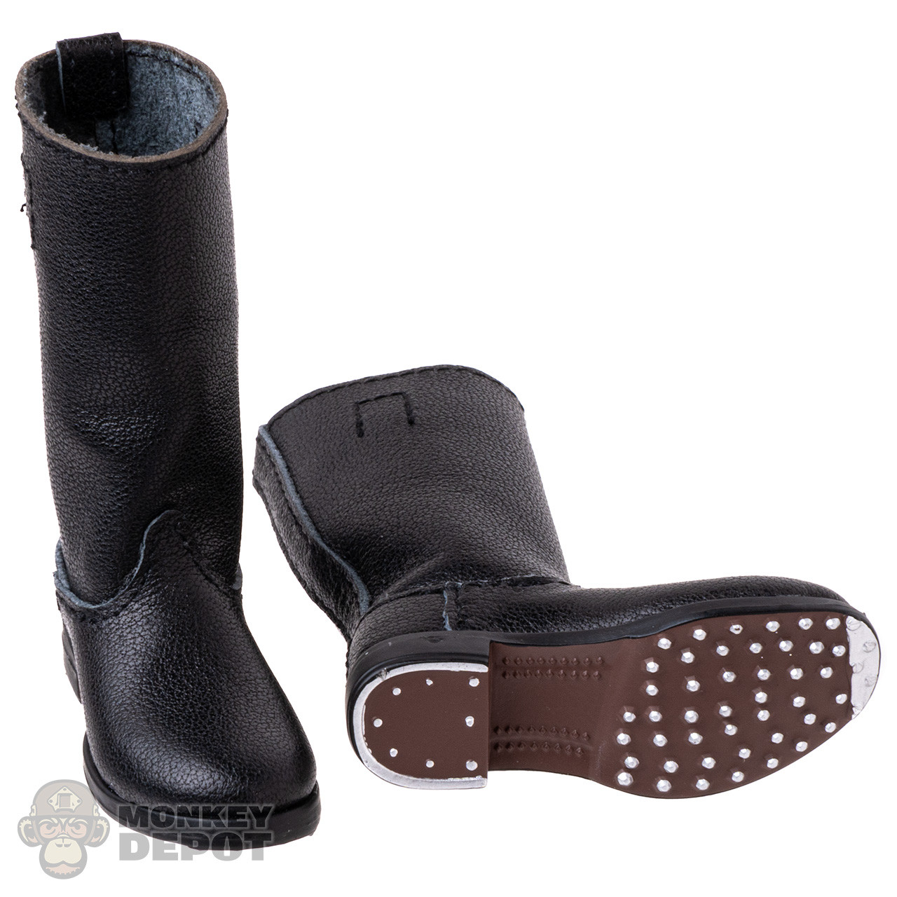 Monkey Depot - Shoes: DiD Black Leather Mid-Calf Boots