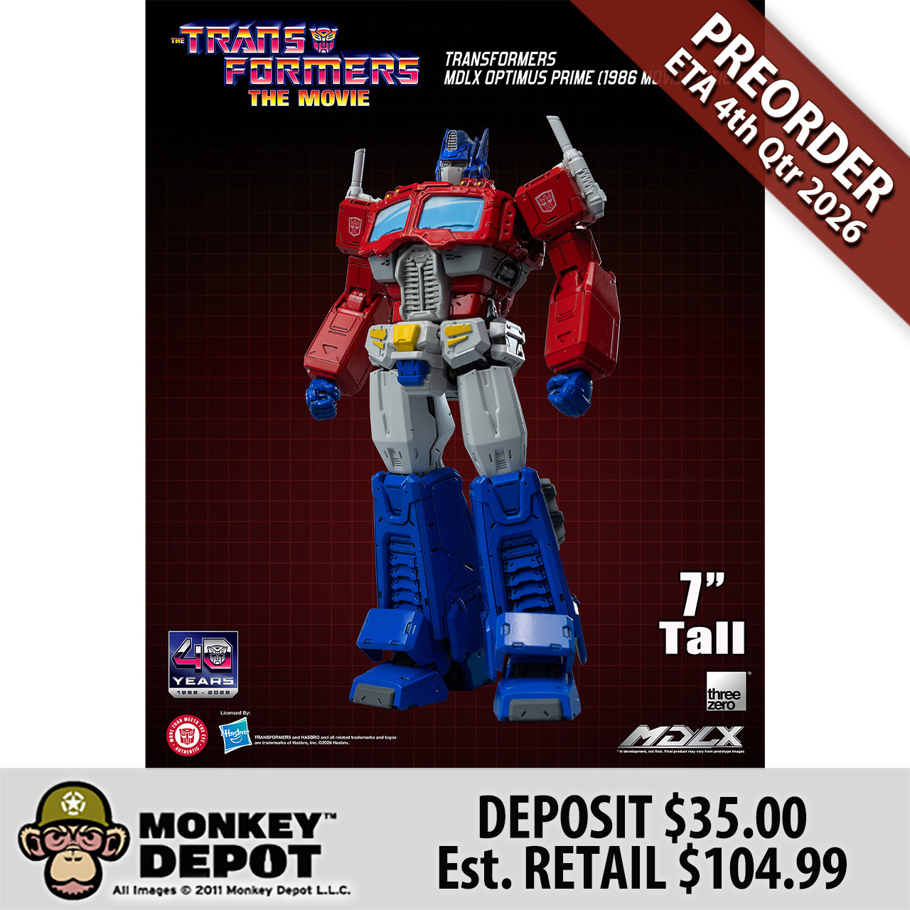 Monkey Depot - ThreeZero Optimus Prime (1986 Movie Edition) MDLX