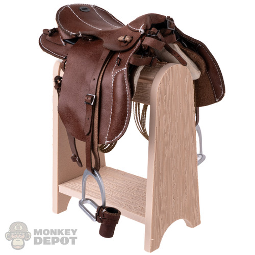 Prop: K-Bro Wood Texture Horse Saddle Stand (2 Colors Available)