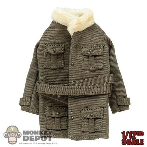Coat: Bro Toys 1/12 Female Green Long Jacket (Weathered)
