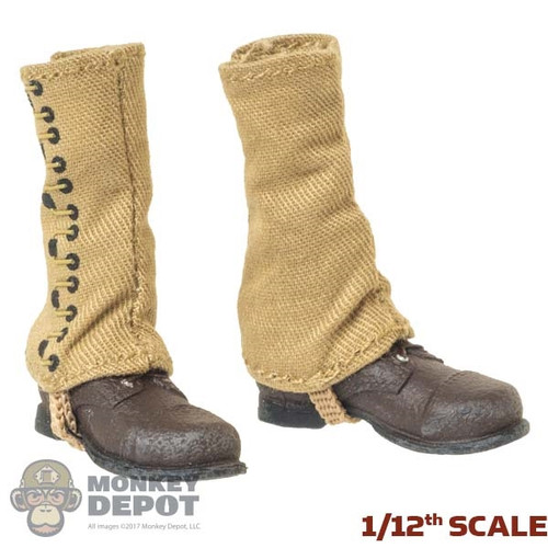 Boots: CrazyFigure 1/12th WWII Mens Molded Boots w/Canvas Gaiters (Weathered)