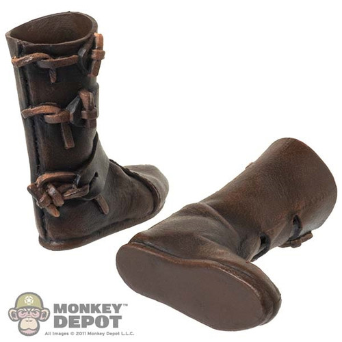 Boots: Coo Models Mens Molded Brown Boots w/Pegs