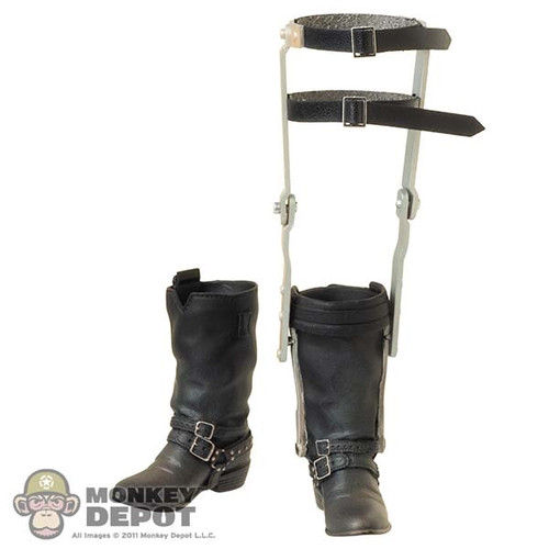 Shoes: Dark Toys Mens Molded Black Boots w/Leg Brace (Weathered)