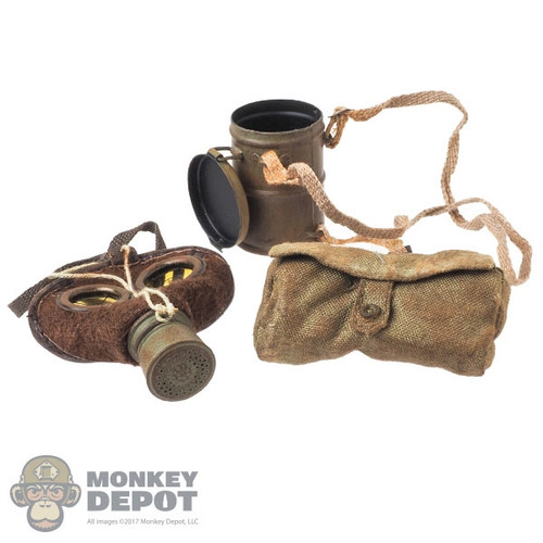 Gas Mask: DiD German WWI Gas Mask w/Metal Canister + Bag (Weathered)