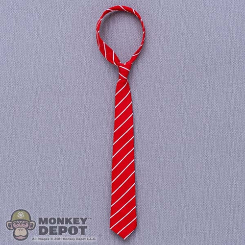 Tie: DiD Mens Red Tie w/ White Stripes