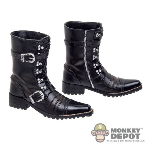 Boots: DamToys Black Cowboy Style Molded Boots w/Ankle Pegs