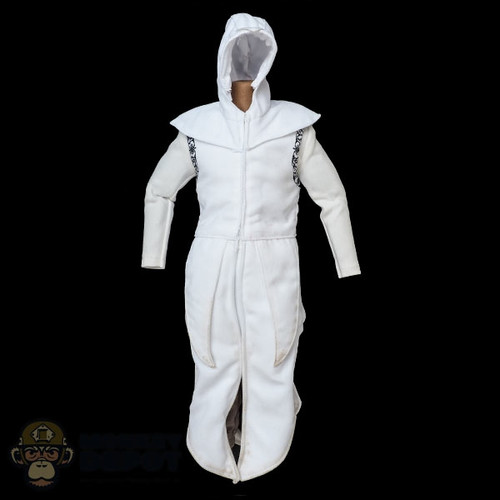 Coat: DamToys Mens White Sleeveless Robe w/Hood (Dirty)