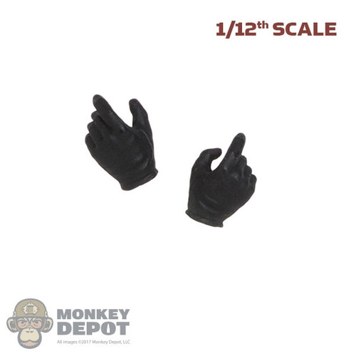 Hands: DamToys 1/12th Mens Black Molded Gloved (Weapon Grip)
