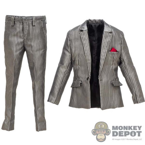 Suit: DamToys Mens Grey Suit w/White Pinstripes (Deluxe Edition)