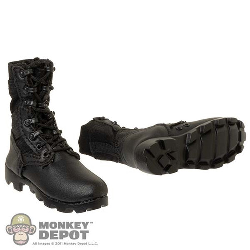 Boots: DamToys Mens All Black Jungle Boot w/ Panama Outsole