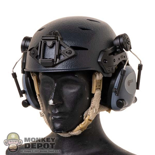 Helmet: Easy Simple Mens Black Exfil Carbon Helmet w/ 6S Headset