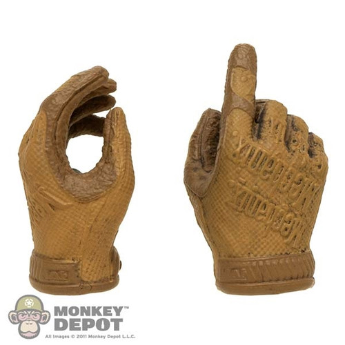 Hands: Easy Simple Mens Molded Brown Tactical Gloved Hands