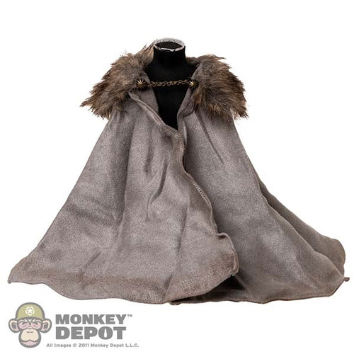 Cape: Fire Phoenix Mens Gray Cloak w/ Fur Trim