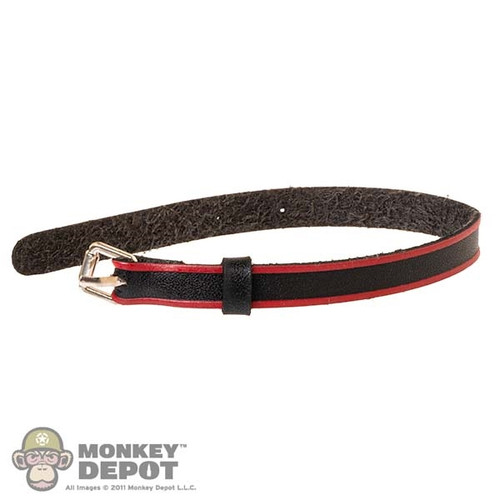 Belt: Flagset Female Black and Red Leather-Like Belt