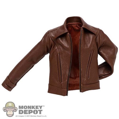 Coat: Hot Toys Mens Brown Leather Jacket