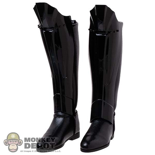 Boots: Hot Toys Mens Black Leather-Like Boots w/ Armor