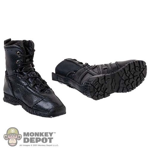 Shoes: King's Toy Mens Black Leather-Like Tactical Boots