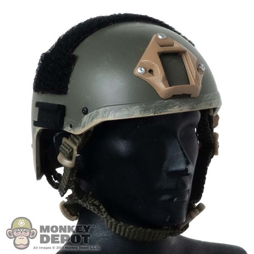 Helmet: King's Toys Mens Green Helmet w/Velcro + Light