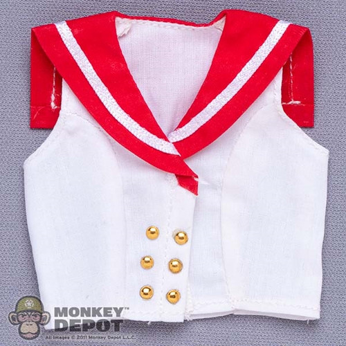 Shirt: ManModel Female White Sleeveless Sailor Top